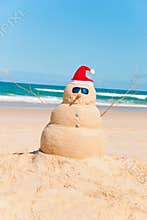 Heat Resistent Snowman Sunbathing On Beach