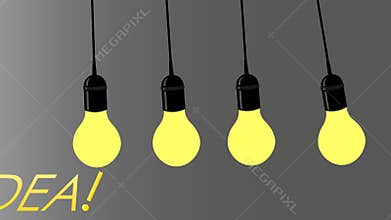 Idea in the form of light bulbs transmitting knowledge to each other animation