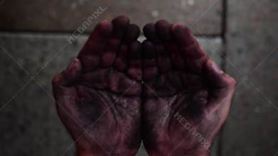 POV of person begging for money