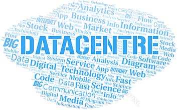 Datacentre vector word cloud, made with text only.