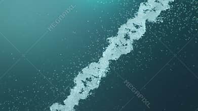 Animation of movement of water droplets that build the DNA molecule, the human genome. Concept medicine, biotechnology