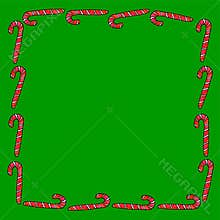 Frame is made of candy cane. Hand drawn sweet New Year and Christmas backgrounds, borders, decorations. For greeting cards,