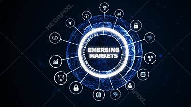 Business, Technology, Internet and network concept.  virtual screen of the future and sees the inscription: Emerging markets