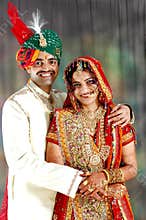 Very Happy Indian couple on their wedding day
