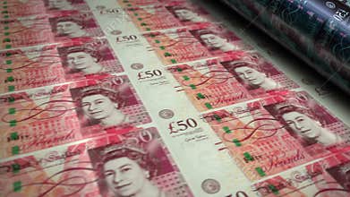 Pound Sterling money banknotes printing seamless loop