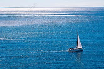 Sailing boat in the wind