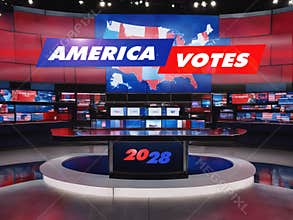 America Votes Television Newsroom Set 2028