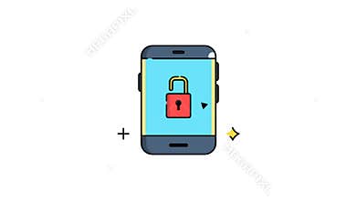 Smartphone displaying padlock with rotating arrow,