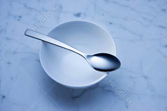Empty Bowl And Spoon Background