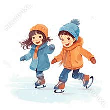 Little children ice skating. Figure skating. Children\'s winter activities