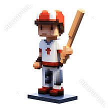 Pixel Baseball Player: 3d Puzzle Style Cartoon Character