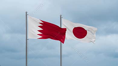 Japan and Bahrain flag