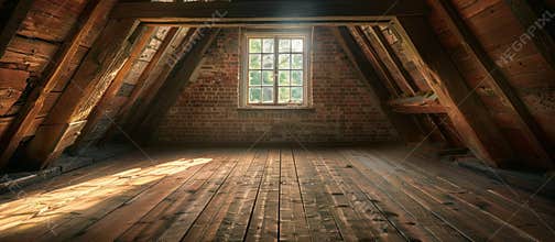 Attic With Wooden Floor and Window