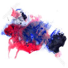Paint blue, red stroke splatters color watercolor