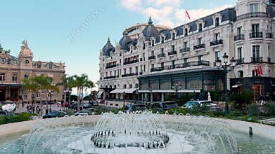 Monaco, Monte-Carlo, 12 November 2022: The famous square of Casino Monte-Carlo at dusk, hotel de Paris, attraction night