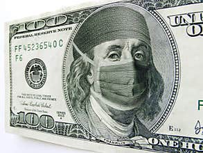 Ben Franklin Wearing Healthcare Mask on One Hundre