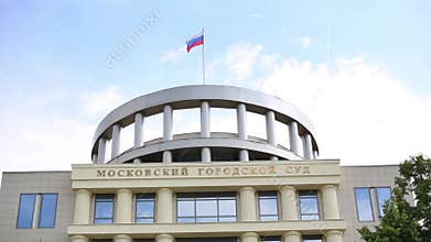 Roof and flag of Moscow City Court. Moscow City