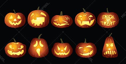 Halloween Pumpkin lanterns at night