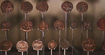 Set Of Ancient Coins of North Indian and Central Asian Kushan Empire -approximately 30 375 CE-, main coins issued were