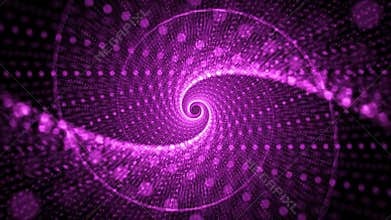 Spiral tunnel background made of transparent structures of dotted patterns with pink glow effect