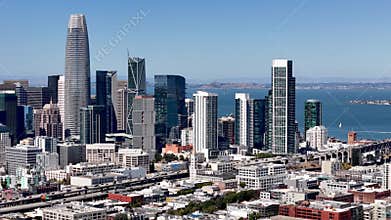 Aerial View of San Francisco Skyline with Bay Bridge