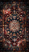 Persian carpet with intricate light and shadow details