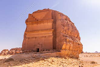 Qasr al Farid (Lonely castle) tomb at Hegra (Mada'in Salih) site near Al Ula, Saudi Arab
