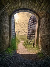 Fort tunnel with iron gate