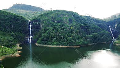 Waterfall in deep forest near Nuwara Eliya in Sri Lanka