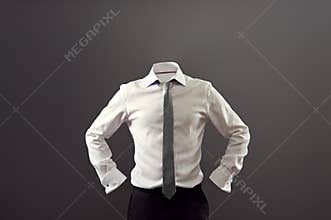 Anonymous man in white shirt and black trousers