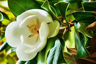 White flower of a magnolia close up