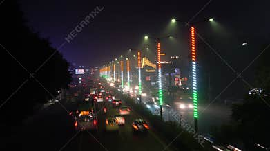 Delhi Nights Unveiled A Glimpse of Urban Symphony in Nighttime Traffic