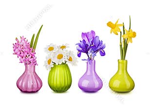 Spring flowers in vases