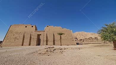 Temple of Medinet Habu. Egypt, Luxor. The Mortuary Temple of Ramesses III at Medinet Habu is an important New Kingdom