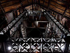Metal lift tower mining site, Bois du Luc, Belgium