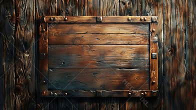 Rustic wooden panel with metal accents