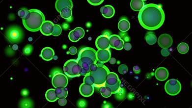 pattern, black background with various sized patterns, patterned balloon bubbles in the middle flying beautiful colors. abstract