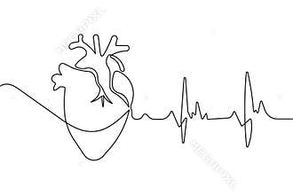 Elegant minimalist heart beat symbol art continuous line