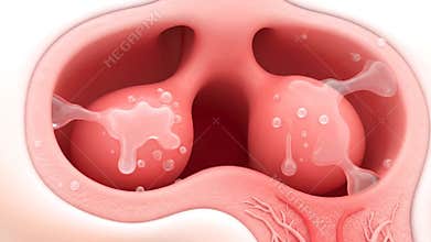 Animated Nasal Polyps Growth in Sinus Cavity Anatomy Depicting Inflammatory Disease and Nasal Congestion for Medical