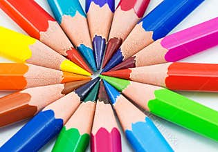rainbow background with pencils