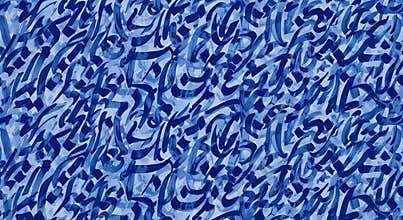Abstract Blue Watercolor Calligraphy Background