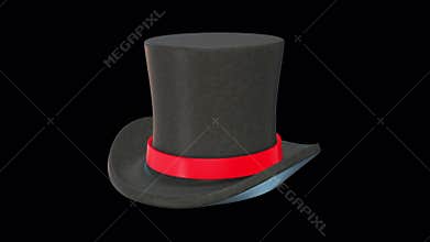 3D Magic Hat Rotating on a Transparent Background. Magician Hat. Loop. Top Hat. 4K