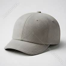Minimalist Grey Baseball Cap on White Background