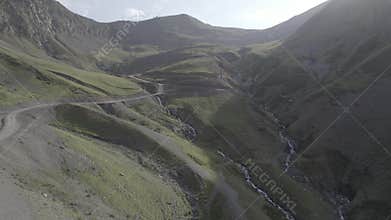 Aerial View of a Caucasus Mountains With Abano Pass In Tusheti National Park, Georgia, Most Dangerous Road