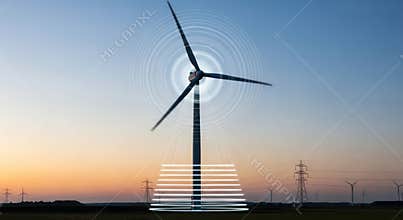 Wind Turbine Generating Clean Energy at Sunset