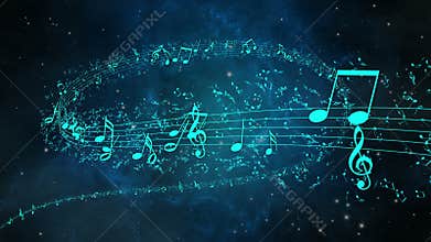 Animated background with musical notes, Music notes - LOOP