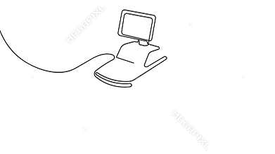 Continuous one line art animation seamless loop minimal design ultrasound machine