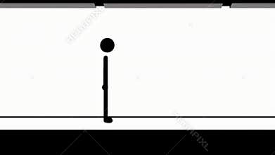 Simple Black Stickman Walking Cycle on White Background