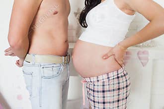 Closeup pregnant woman belly