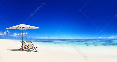 Deck Chair on the Tropical Beach